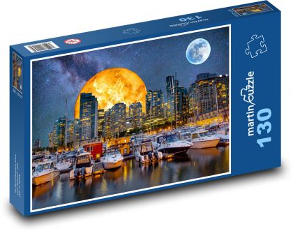 Vancouver v noci, Kanada - puzzle 130 dílků