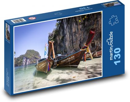 Thailändische Boote am Strand - Puzzle - 130 Teile