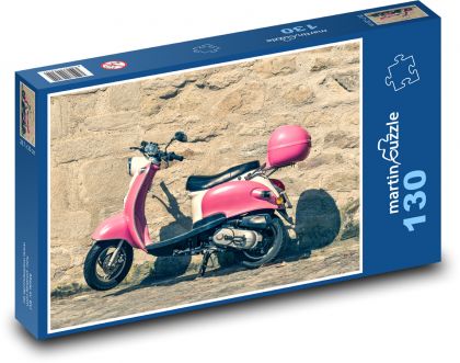 Růžový skútr - Puzzle 130 dílků, rozměr 28,7x20 cm