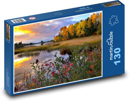 Podzimní slunce nad jezerem - puzzle 130 dílků