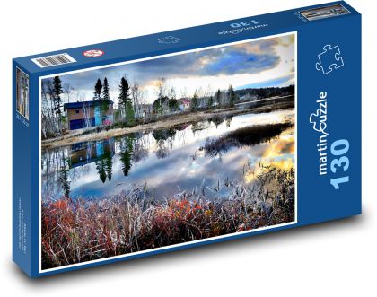 Vidiecke ticho pri jazere v Nórsku - Puzzle 130 dielikov, rozmer 28,7x20 cm 