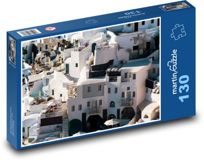 Häuser am Meer - Santorini - Puzzle - 130 Teile