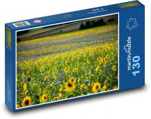 Kvetoucí louka se slunečnicemi Puzzle 130 dílků - 28,7 x 20 cm