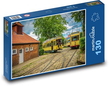 Historické tramvaje - Puzzle 130 dílků, rozměr 28,7x20 cm
