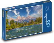 Hory, rieka, príroda Puzzle 130 dielikov - 28,7 x 20 cm 