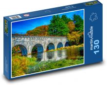Podzim, řeka, most Puzzle 130 dílků - 28,7 x 20 cm