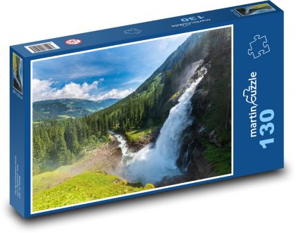 Wasserfall, Berge - Puzzle - 130 Teile