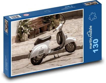 Skútr - Vespa - Puzzle 130 dílků, rozměr 28,7x20 cm