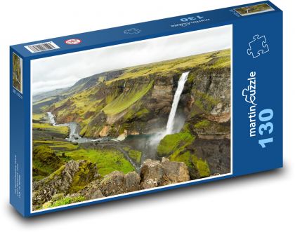 Wasserfall in einer isländischen Schlucht - Puzzle - 130 Teile