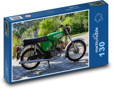 Motocykl - zelený veterán Puzzle 130 dílků - 28,7 x 20 cm