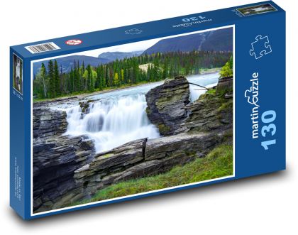 Wodospad górski - Puzzle 130 elementów, rozmiar 28,7x20 cm
