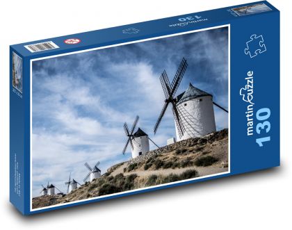 Španělsko - větrné mlýny - Puzzle 130 dílků, rozměr 28,7x20 cm