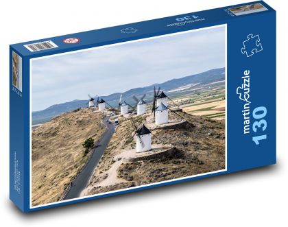 Větrné mlýny - Španělsko - Puzzle 130 dílků, rozměr 28,7x20 cm