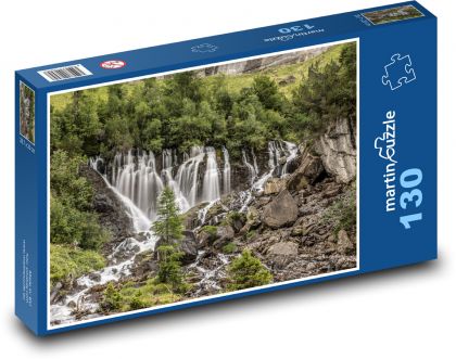Hory, vodopád - Puzzle 130 dielikov, rozmer 28,7x20 cm 