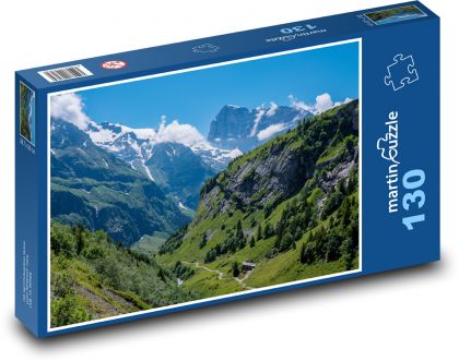 Zelené horské svahy - puzzle 130 dílků