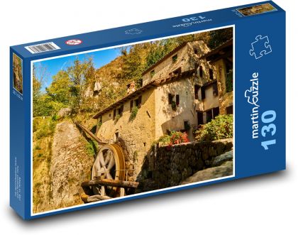 Itálie - vodní mlýn - Puzzle 130 dílků, rozměr 28,7x20 cm