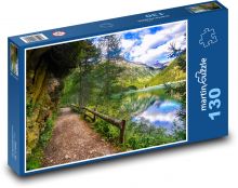 Mountains, road, lake Puzzle 130 pieces - 28.7 x 20 cm 