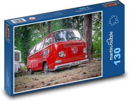 Roter Retro-Bus - Puzzle - 130 Teile