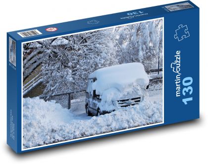 Zima, sníh, Transit - Puzzle 130 dílků, rozměr 28,7x20 cm