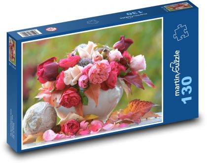 Ruža - kytica, kvet - Puzzle 130 dielikov, rozmer 28,7x20 cm 