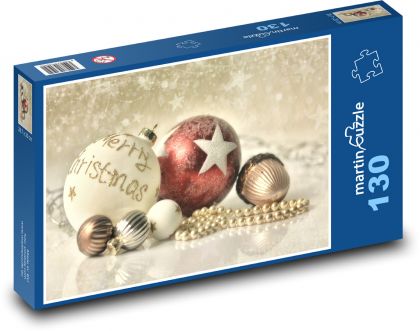 Vánoční koule - ozdoba, vánoce - Puzzle 130 dílků, rozměr 28,7x20 cm
