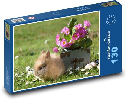 Królik i kwiat - Puzzle 130 elementów, rozmiar 28,7x20 cm
