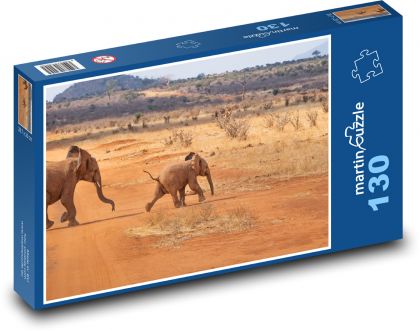 Sloni - safari, Afrika - Puzzle 130 dílků, rozměr 28,7x20 cm