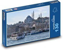 Stambuł - meczet, rzeka Puzzle 130 elementów - 28,7x20 cm