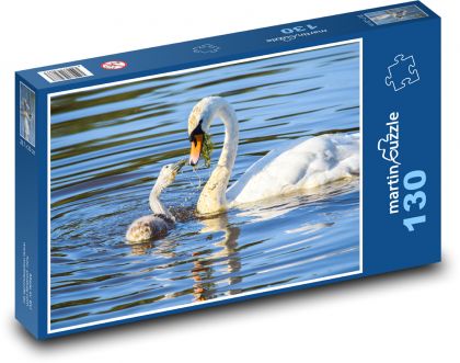 Swan - bird, water - Puzzle 130 pieces, size 28.7x20 cm 