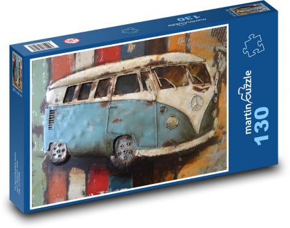 Car - artwork, painting - Puzzle 130 pieces, size 28.7x20 cm 