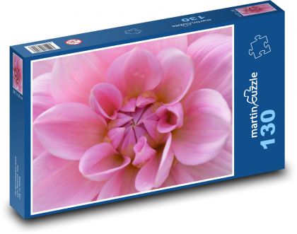 Jiřina - růžový květ - Puzzle 130 dílků, rozměr 28,7x20 cm