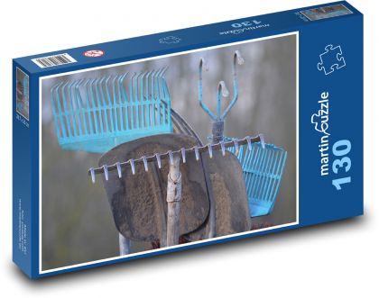 Nářadí - hrábě, lopata - puzzle 130 dílků