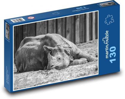 Nosorožec - zvíře, roh - Puzzle 130 dílků, rozměr 28,7x20 cm