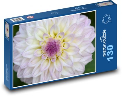 Jiřina - biela, kvet - Puzzle 130 dielikov, rozmer 28,7x20 cm 