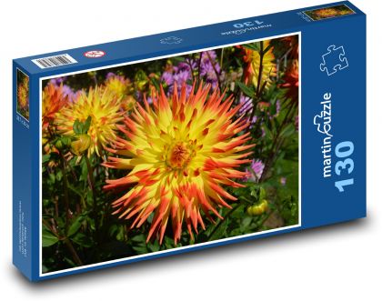Żółte dalie - Puzzle 130 elementów, rozmiar 28,7x20 cm