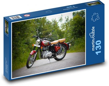 Motocykl — czerwony, Royal Enfield - Puzzle 130 elementów, rozmiar 28,7x20 cm
