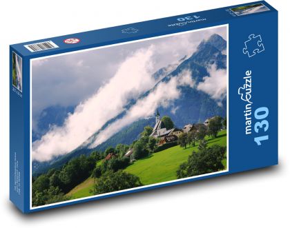 Hora - mraky, krajina, venkov - Puzzle 130 dílků, rozměr 28,7x20 cm