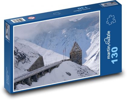 Tower - mountains, snow, winter - Puzzle 130 pieces, size 28.7x20 cm 