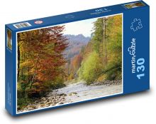 Rzeka - jesień, przyroda, woda Puzzle 130 elementów - 28,7x20 cm
