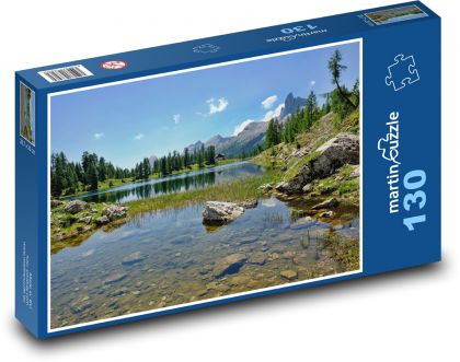 Přírodní scenérie - jezero, hory, příroda - Puzzle 130 dílků, rozměr 28,7x20 cm