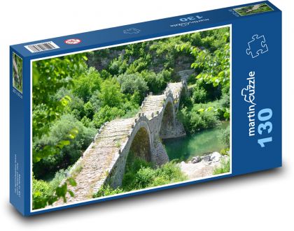 Kamenný obloukový most - Přírodní Park Vikos-Aoos - Puzzle 130 dílků, rozměr 28,7x20 cm