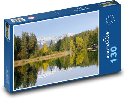 Jazero - zrkadlenie, obraz, voda - Puzzle 130 dielikov, rozmer 28,7x20 cm 
