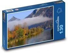 Řeka - podzimní krajina, hory Puzzle 130 dílků - 28,7 x 20 cm