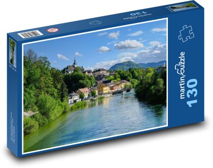 Město na břehu řeky - puzzle 130 dílků