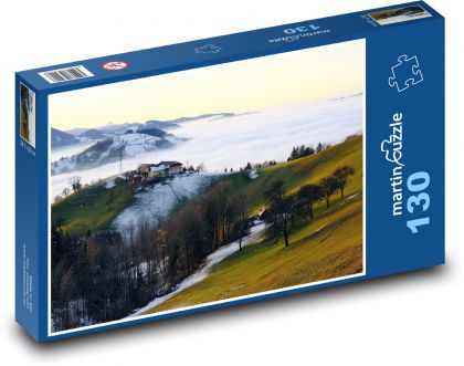 Farma w górach - Puzzle 130 elementów, rozmiar 28,7x20 cm