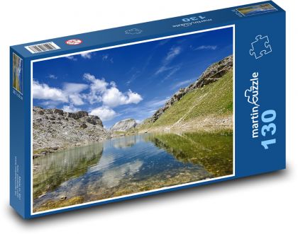 Jezero - Alpy, horská příroda - Puzzle 130 dílků, rozměr 28,7x20 cm