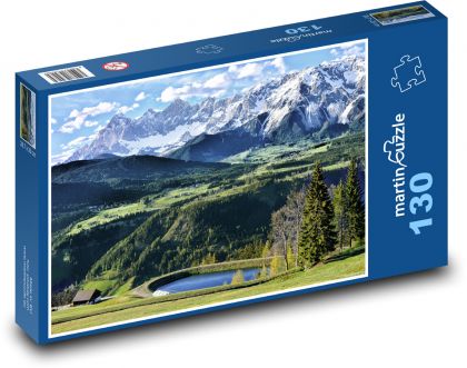 Austria - Alps, pond, mountains - Puzzle 130 pieces, size 28.7x20 cm 