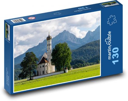 Rakousko - kostel v Alpách - Puzzle 130 dílků, rozměr 28,7x20 cm