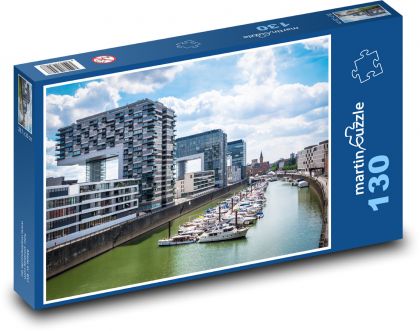 Jeřábové domy - přístav, lodě - Puzzle 130 dílků, rozměr 28,7x20 cm