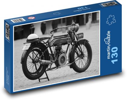 Historický motocykl - veterán, moped - Puzzle 130 dílků, rozměr 28,7x20 cm